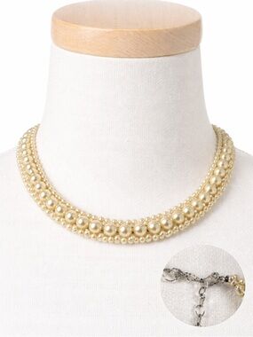 Vintage Faux Pearl Collar Necklace Classic Elegant Statement